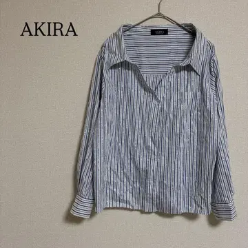 AKIRA 긴팔 스트라이프 셔츠 큐빅 파티 블라우스 M