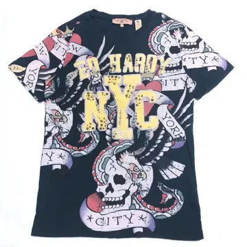 새상품급 ED HARDY 에드하디 y2k 스터드 T셔츠 L 그런지