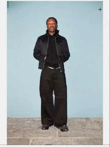 Knee Pleated Baggy Pants - Faded BLK M