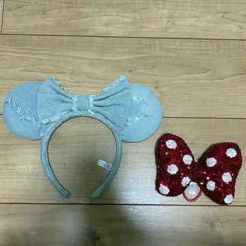 디즈니 데님 머리띠 미니 머리끈