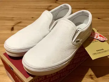 VANS 프리미엄 가죽 슬립온 화이트 US9.5 27.5cm