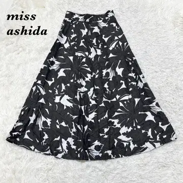[ 새상품급 ] miss ashida 맥시 길이 스커트 플레어 9 흑먹색 올 패턴