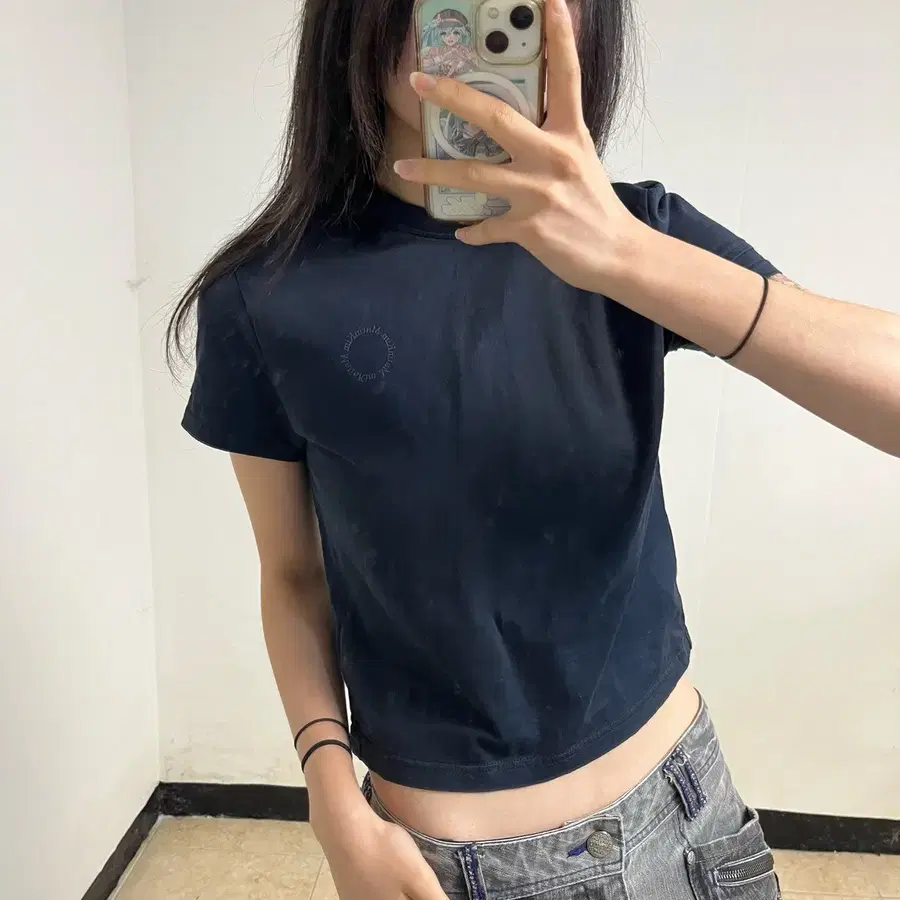 마뗑킴 후드 반팔 크롭티
