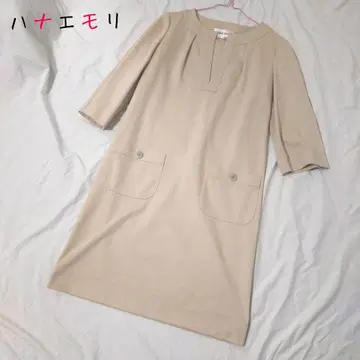 하나에모리 무릎 기장 원피스 베이지 HANAE MORI