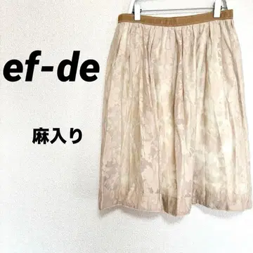 2110M 에프데 ef-de 무릎 기장 플레어 스커트 꽃무늬 깔끔한 고급 화이트 계열
