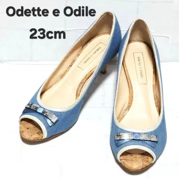 새상품급 Odette e Odile 코르크힐 데님 펌프스 23