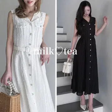 로얄 파티 프린지 시어 테일러 슬리브리스 롱 플레어 원피스