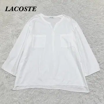 [새상품급] LACOSTE 긴팔 스키퍼 셔츠 38 화이트 로고 무지