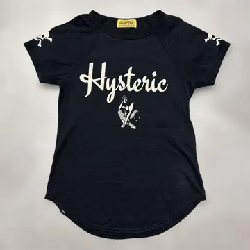 HYSTERIC GLAMOUR 래글런 티셔츠 스컬 로고 블랙