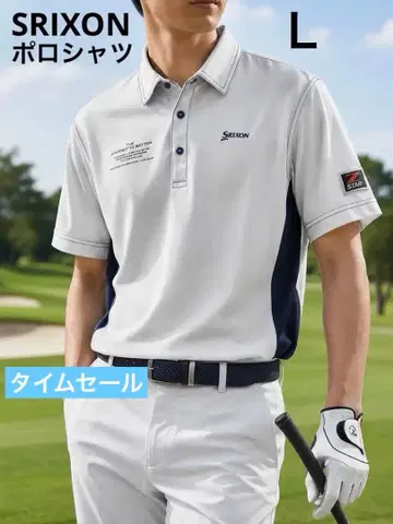 SRIXON [컨디션 최상] 골프웨어 남성용 반팔 피케 셔츠 화이트 L 사이즈