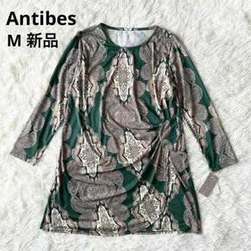 새상품 택 Antibes 앙티브 페이즐리 무늬 튜닉 원피스 그린 M