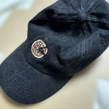 피자 자수 캡 블랙 데님 모자 로컬 커넥트 굿즈