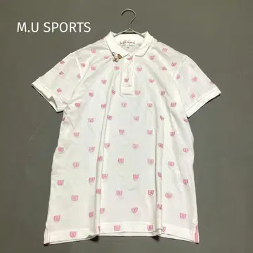 M.U SPORTS 반팔 피케 셔츠 골프웨어 올 패턴 자수 개 42 화이트