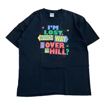90s SHOEBOX OVER THE HILL 티셔츠 XL 블랙 페이드