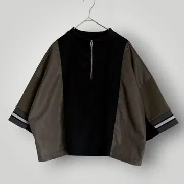 A PLUS 도쿄 2WAY 접촉 냉감 크롭 루즈 TEE 하프 지퍼