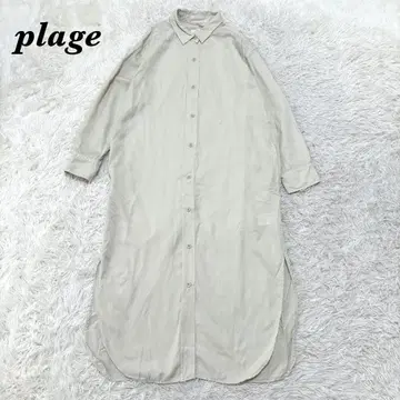 [새상품급] Plage 긴팔 롱 기장 스트레이트 셔츠 원피스 38 아이보리