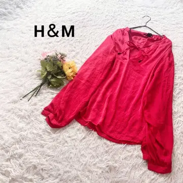 H&M [40] 긴팔 블라우스 V넥 리본 캄보디아제 폴리에스테르 100%