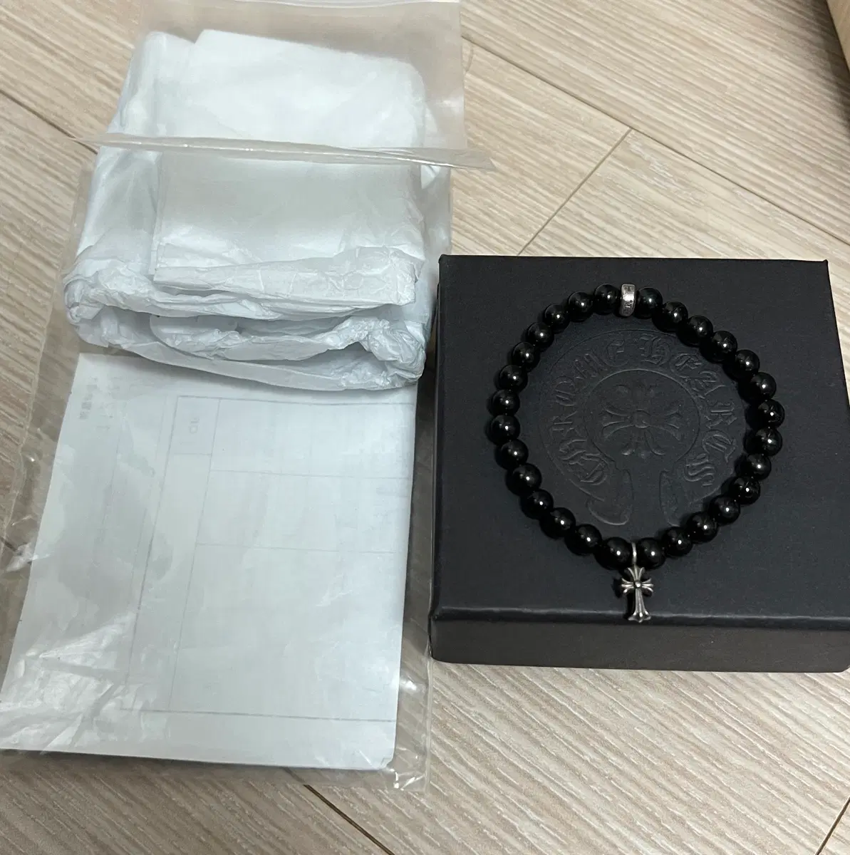 크롬하츠 비즈 팔찌 블랙 6mm