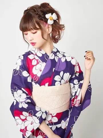 코코노에 x 나카무라 리사 콜라보 면 린넨 기성 유카타 프리 사이즈