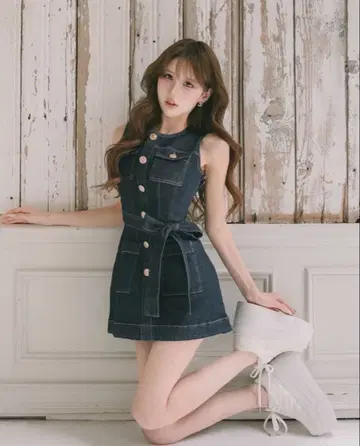 데님 미니 원피스