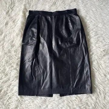 소가죽 레더 스커트 무릎 기장 타이트 블랙 빈티지풍 뒷트임
