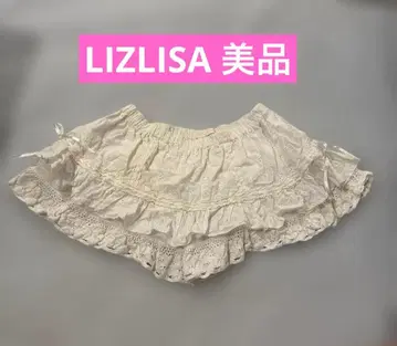 LIZ LISA 3단 프릴 레이스 치마바지 미니 기장 화이트 히메갸루