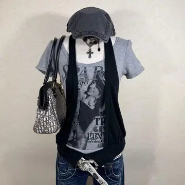 y2k 레이어드 스타일 T셔츠 핏셔츠 헤이세이 갸루 punk 일본제