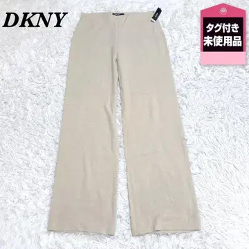 택 포함 미사용품 DKNY 스트레치 울 와이드 팬츠 6 베이지