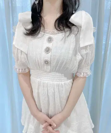 couture BY ROJITA 오프숄더 시어 리본 셋업 화이트
