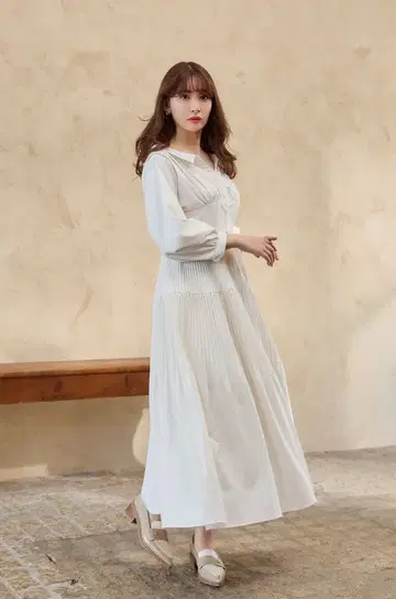 Herlipto 플리츠 오픈 셔츠 드레스 화이트 S