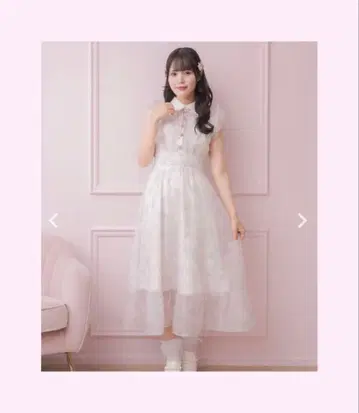 [미사용 새상품] ROJITA 프릴 슬리브 꽃무늬 롱 원피스 핑크