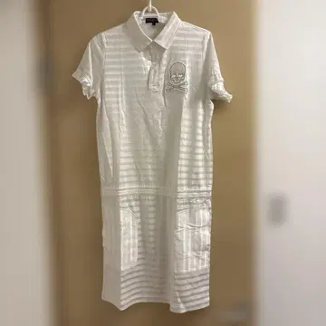 [새상품급] 댄스 위드 드래곤 폴로 원피스 화이트 스컬 자수 3/L