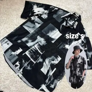 HARE 하레 사진 그래픽 오픈 카라 셔츠 블랙 S