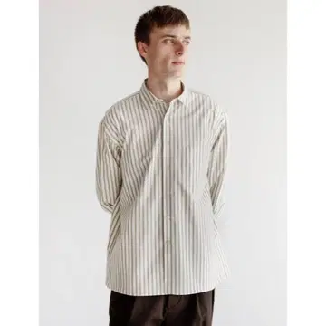 AURALEE WASHED FINX TWILL STRIPE SHIRTS