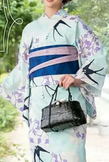 고급 변화 직조 제비 시원한 청량한 푸른색 유카타 심플한 성인 유카타 미사용 새상품