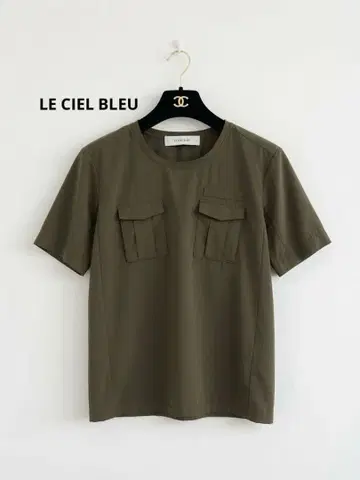 LE CIEL BLEU 르 시엘 블루 더블 포켓 블라우스 카키 38