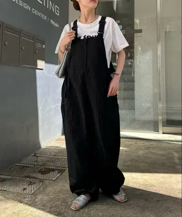 블랙 살로펫 오버롤 드로스트 나일론 카고 살로펫