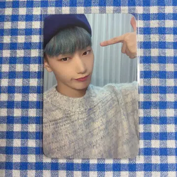 ATEEZ 산 everline 혜택 트레이딩 카드 파랑 머리 베레모