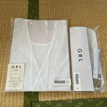 GRL 유카타 이너 기모노 액세서리 세트 화이트 허리끈 앞판 미사용 새상품