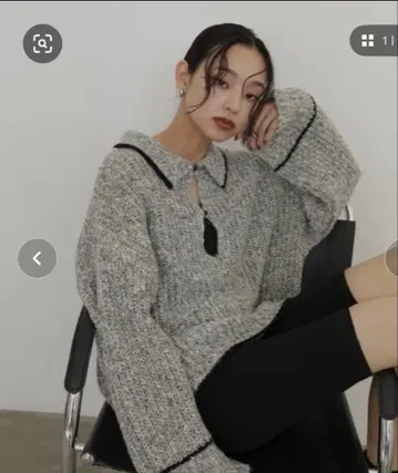 hellam 배색 믹스 폴로 니트