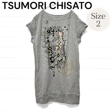 TSUMORI CHISATO 프린트 맨투맨 반팔 원피스 사이즈 2