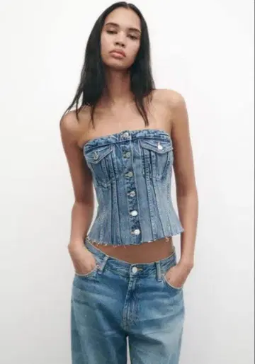 ZARA 데님 튜브탑