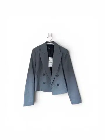 ZARA 크롭 기장 더블 브레스트 자켓 그레이 M