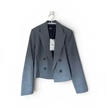 ZARA 크롭 기장 더블 브레스트 자켓 그레이 M