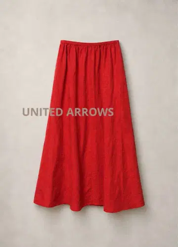 새상품급 UNITED ARROWS 린넨 100% 플레어 맥시 스커트 빨간색