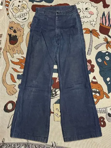 80s US NAVY 밀리터리 데님 세일러 팬츠 다크 네이비 talon