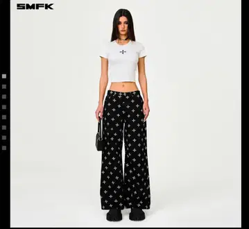 SMFK COMPASS 블랙 가든 클래식 와이드 레그 진