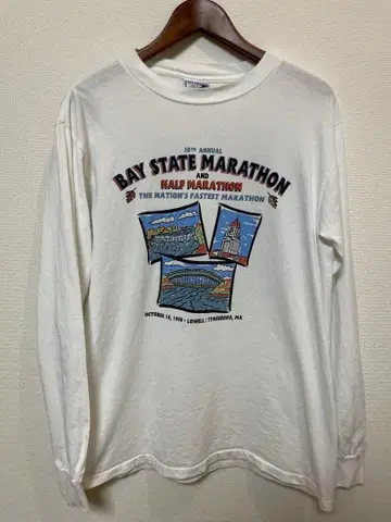 90s Bay State Marathon 긴팔 티셔츠 빈티지