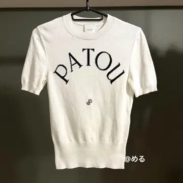 PATOU 반팔 니트 코튼 블렌드 자카드 니트 XS
