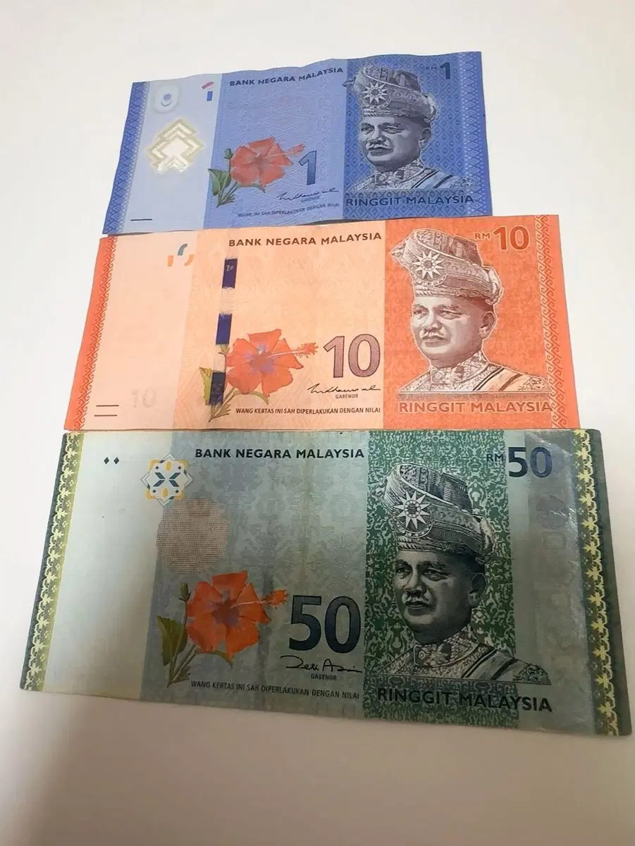 말레이시아 링깃 Ringgit Malaysia 지폐 3종 세트